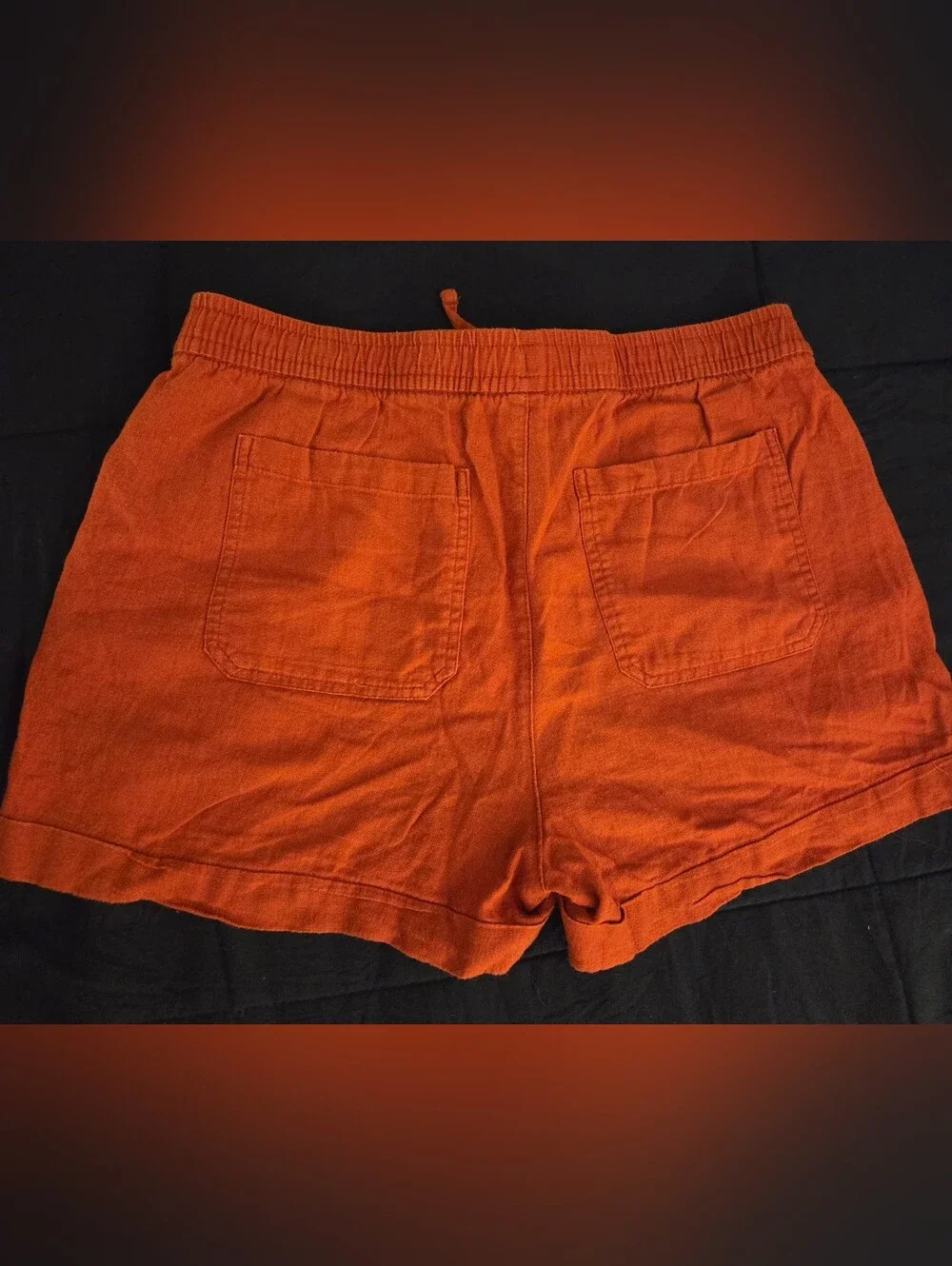 Set Of 3. Old Navy Medium Linen Blend Shorts-Chambray Blue, Brown & Rusty Red
